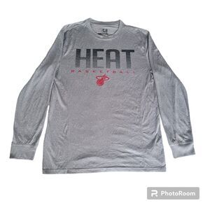 Miami Heat Fanatics Long Sleeve Shirt Men's Gray/Heather Used Medium
